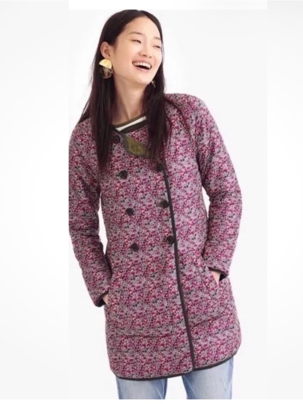 NWT J.Crew Liberty London Quilted Coat, XS